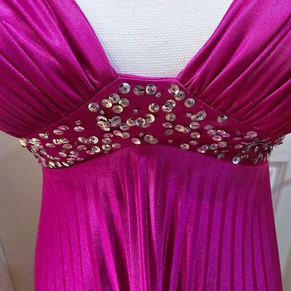 Morgan & Co. ✦ Fuchsia Strapless Dress ✦ Pleated Sequin Mini Sz XS NWOT - Picture 7 of 17